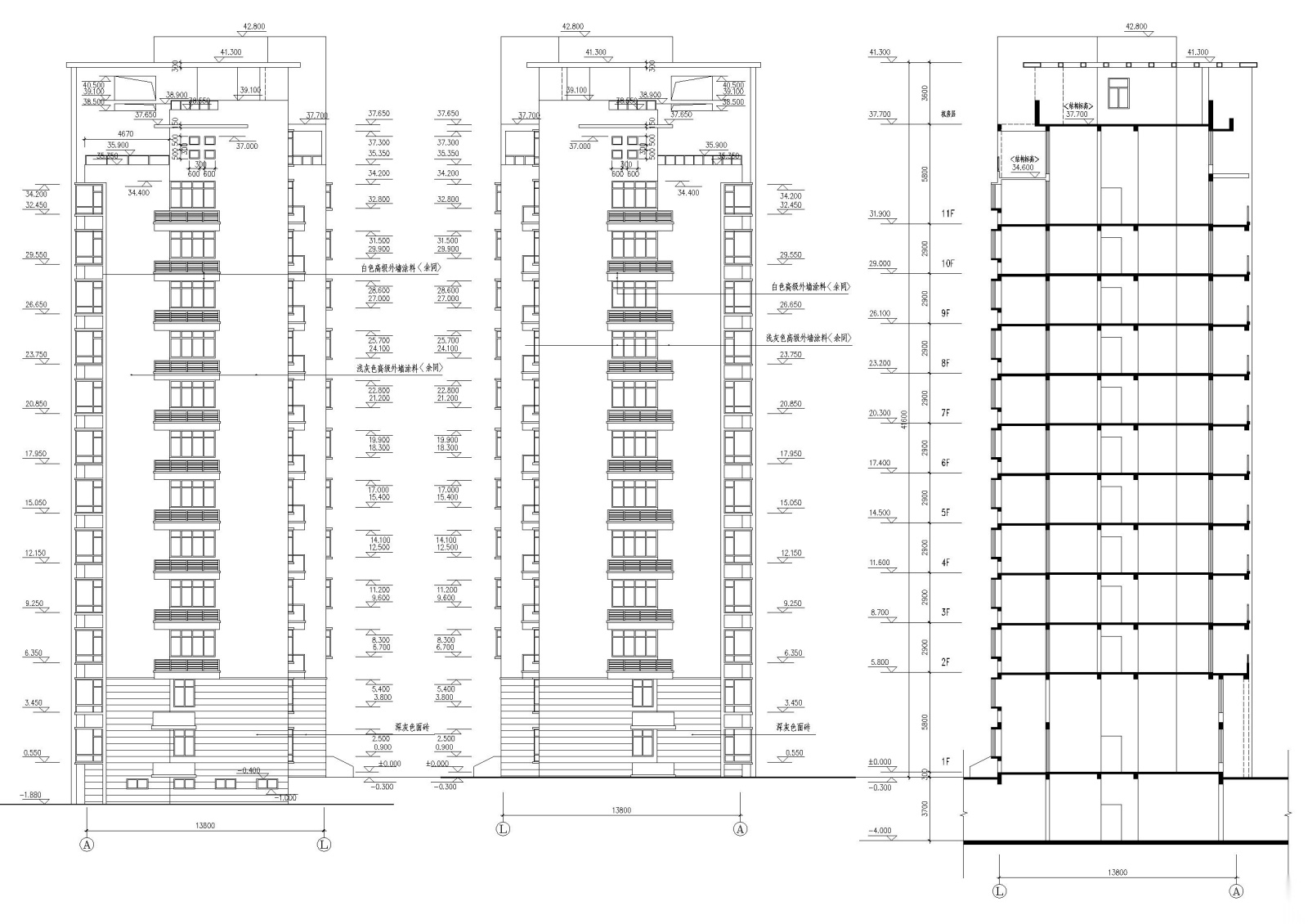 某十三层高层住宅楼建筑施工图施工图下载【ID:160580111】