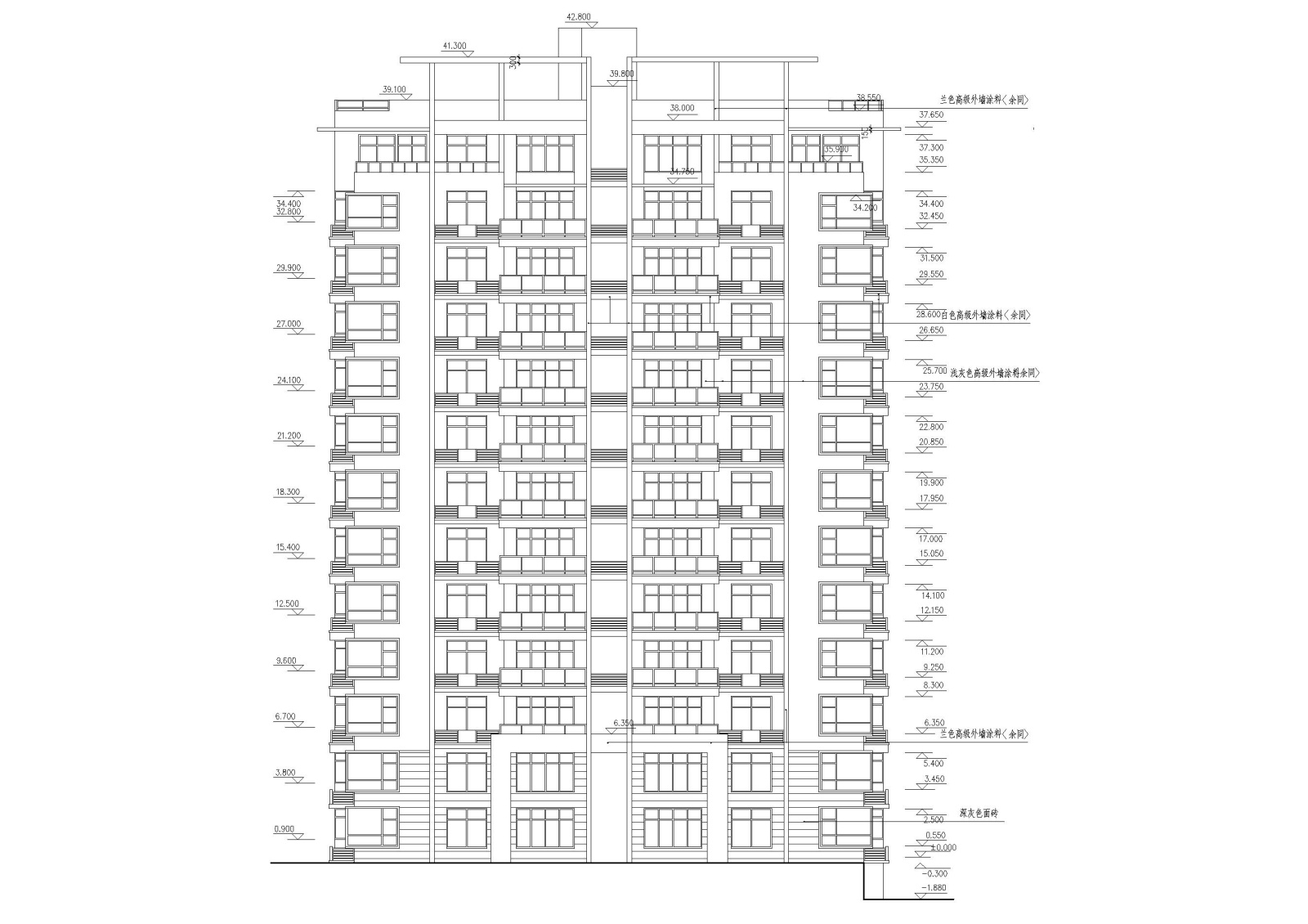 某十三层高层住宅楼建筑施工图施工图下载【ID:160580111】