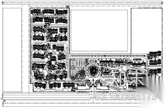 某别墅区景观规划设计图cad施工图下载【ID:167334173】