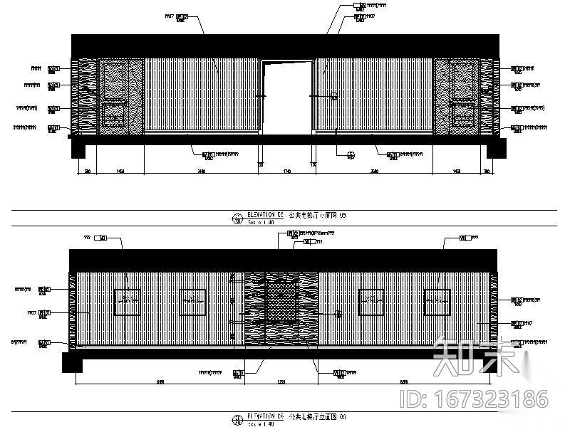 [上海]某样板房公共电梯厅设计图cad施工图下载【ID:167323186】