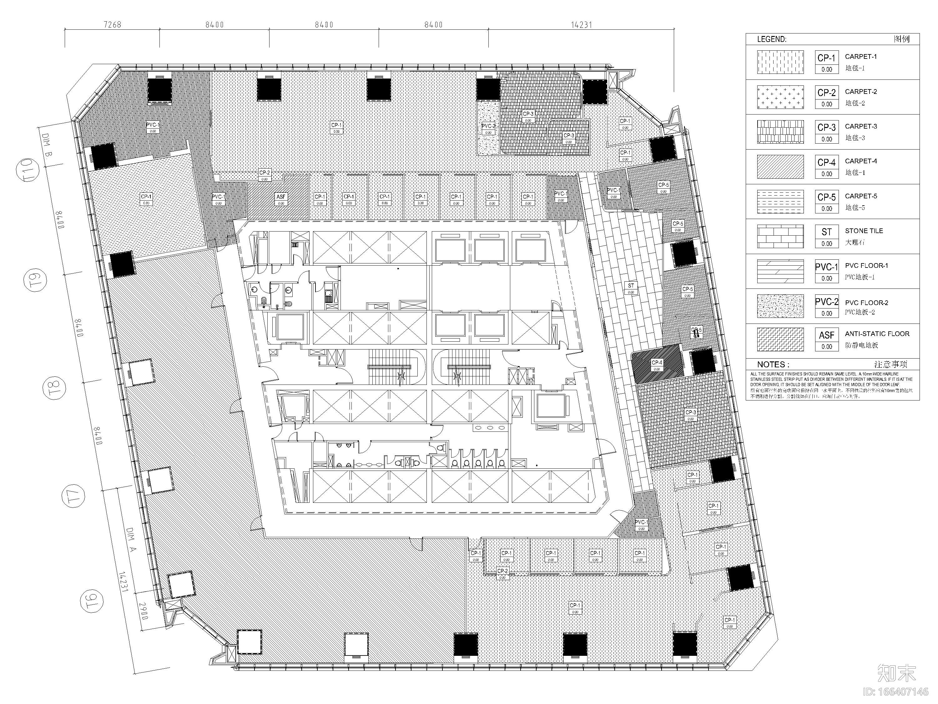 [上海]816㎡医疗公司办公室施工图+效果图cad施工图下载【ID:166407146】