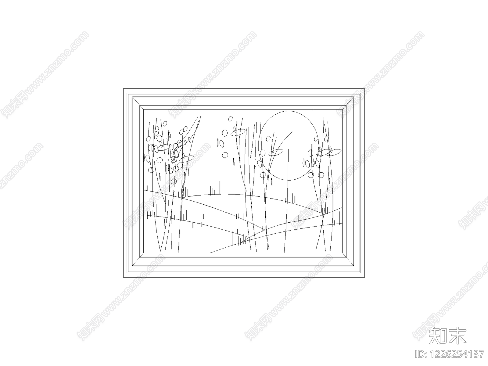 陈设类立面挂画cad施工图下载【ID:1226254137】