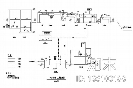 某污水处理厂平面图及高程图cad施工图下载【ID:166100188】