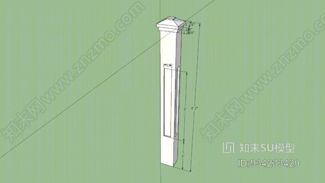 楼梯柱SU模型下载【ID:934233420】