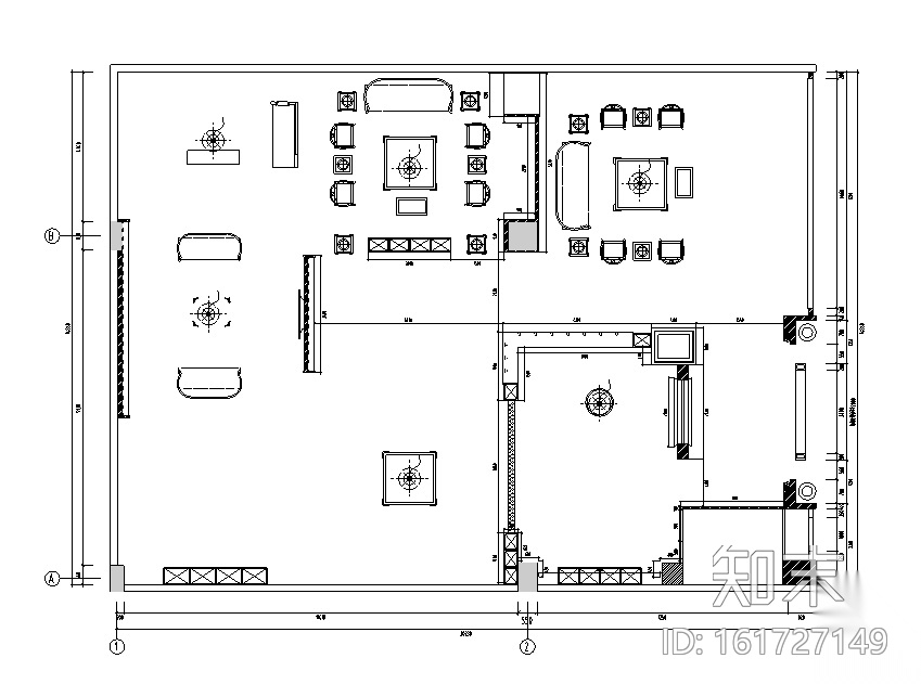 中式风格家具店面设计施工图（附效果图）cad施工图下载【ID:161727149】