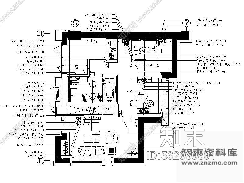 施工图酒店套房装修图cad施工图下载【ID:532060601】