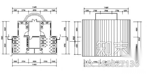 某公共厕所建筑方案图1cad施工图下载【ID:166827136】