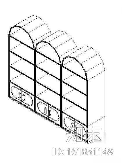 书柜CAD三维图块5cad施工图下载【ID:161851149】