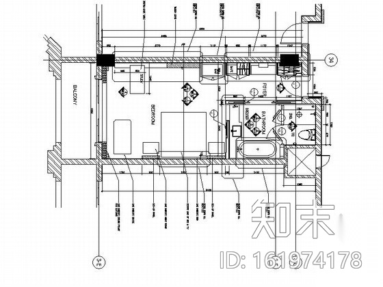 [杭州]新古典酒店大床间客房室内施工图cad施工图下载【ID:161974178】