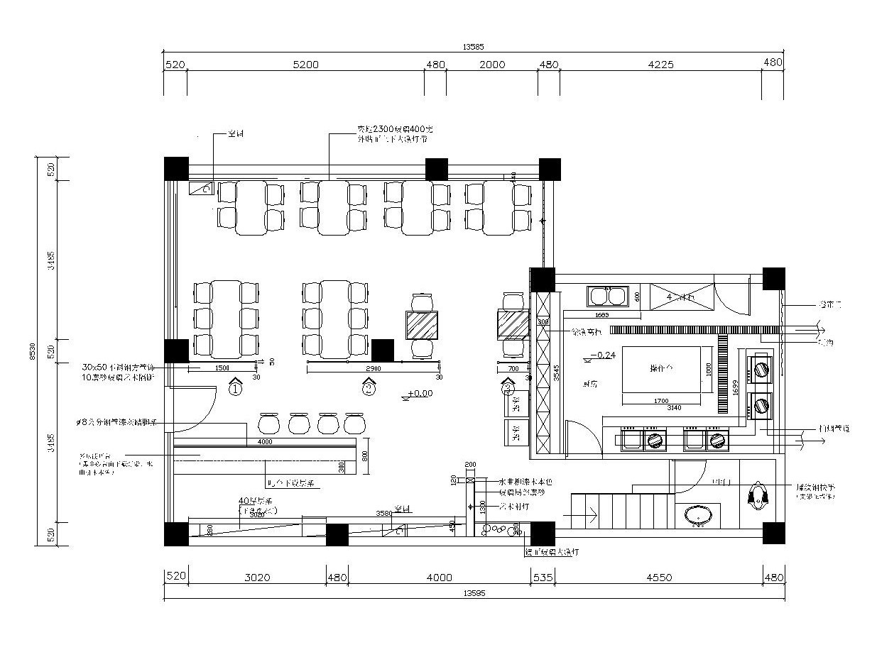 现代风格烧烤餐厅装修全套施工图cad施工图下载【ID:160427100】