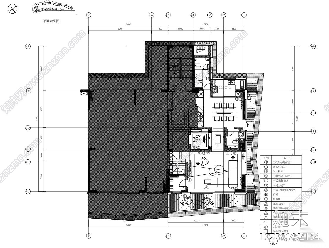 现代 - 深圳汉京半山公馆复式样板间施工图施工图下载【ID:180752154】