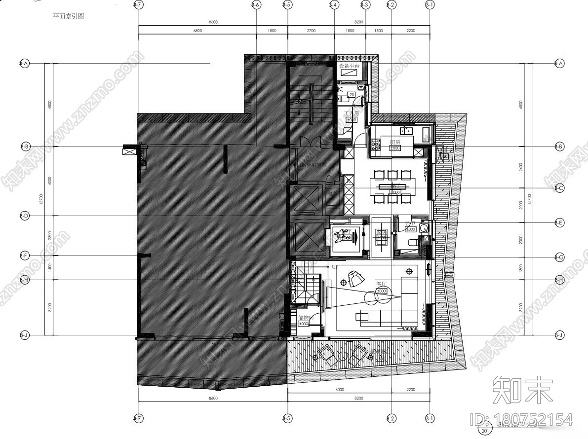 现代 - 深圳汉京半山公馆复式样板间施工图施工图下载【ID:180752154】