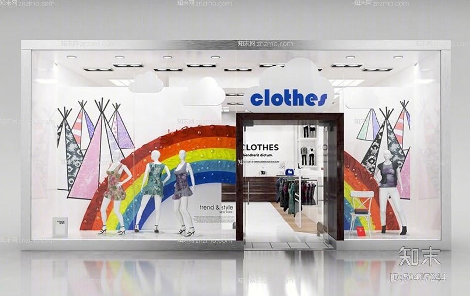 现代服装专卖店3D模型下载【ID:50487244】