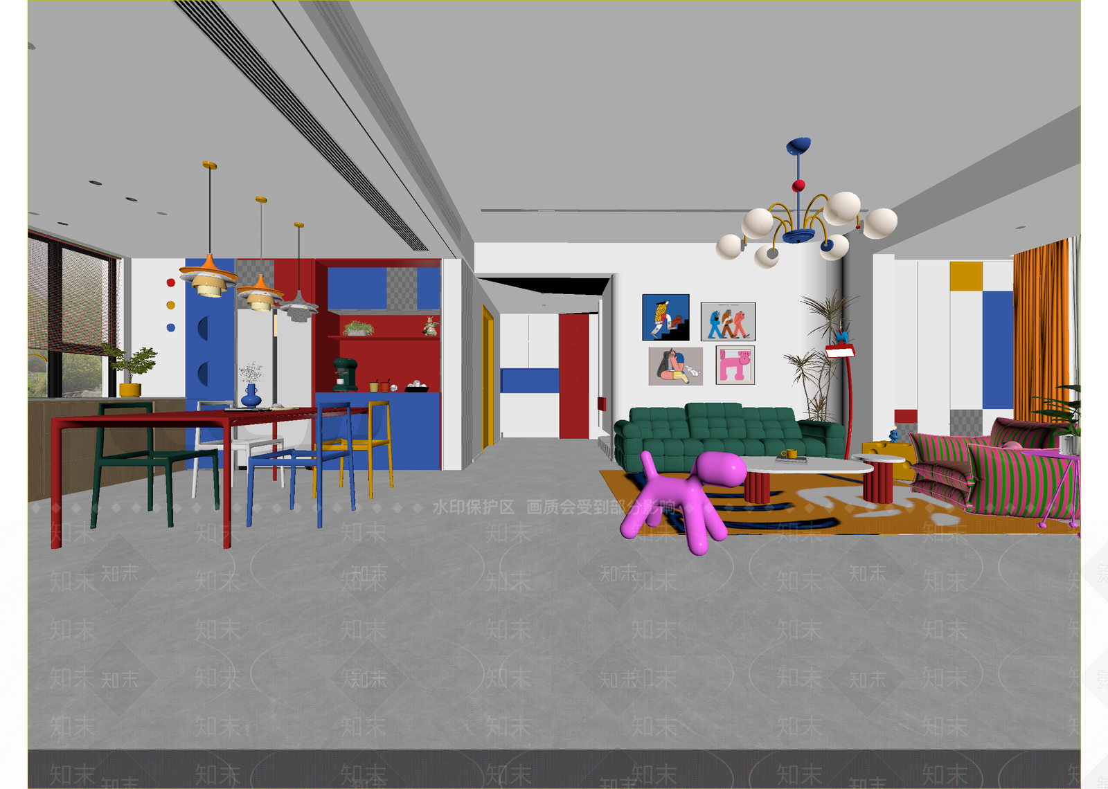 现代民宿大厅3D模型下载【ID:1215128721】