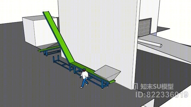 带料斗和工人的多输送带线SU模型下载【ID:822336019】