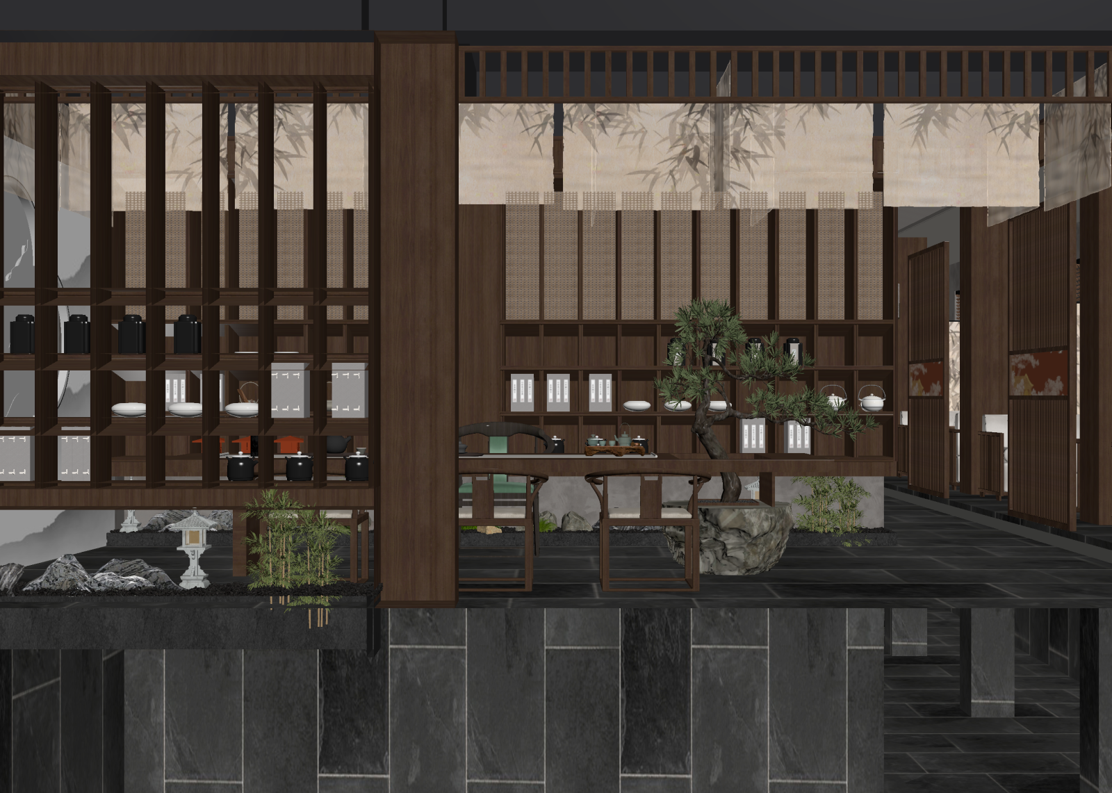 新中式茶馆3D模型下载【ID:1214946943】