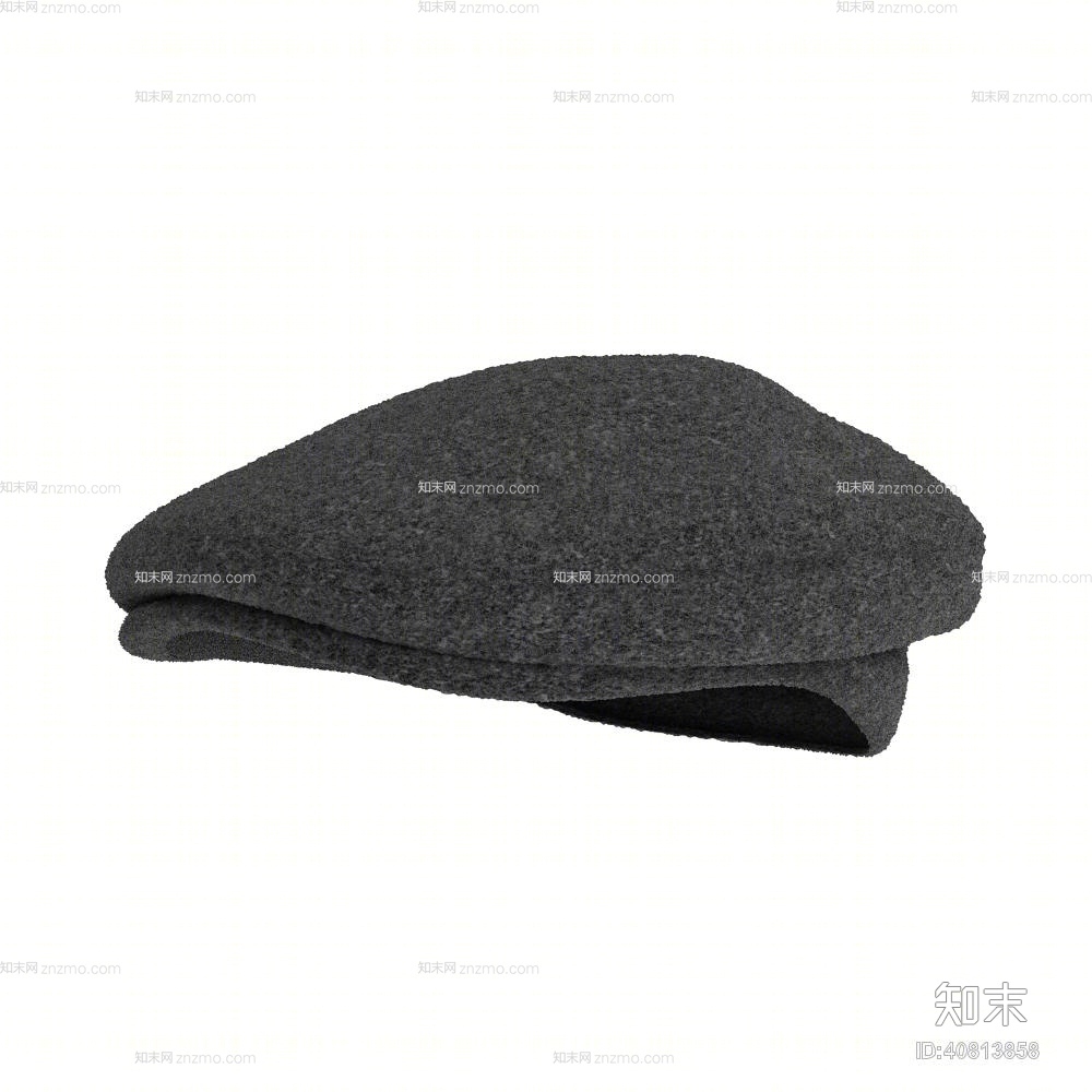 黑色毛呢帽子3D模型下载【ID:40813858】