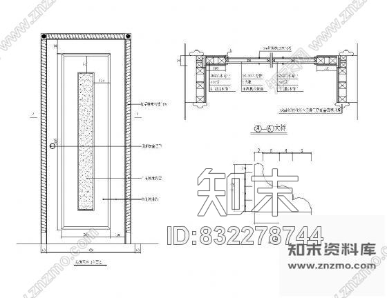 图块/节点木门详图2cad施工图下载【ID:832278744】