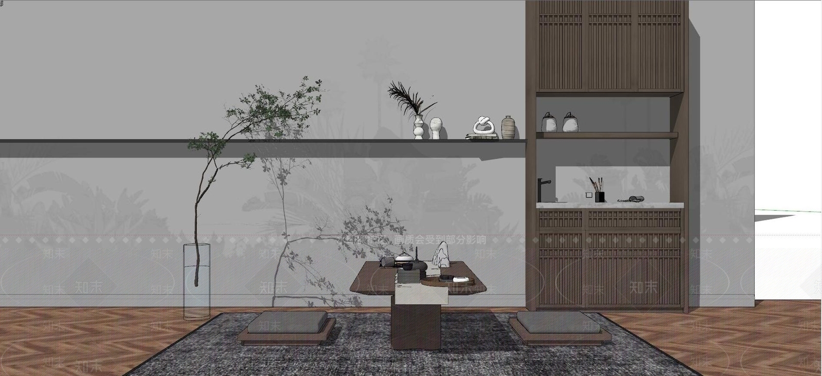 日式榻榻米茶桌椅SU模型下载【ID:1119751489】
