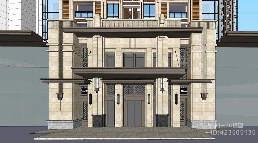 现代沿街商业SU模型下载【ID:423505135】