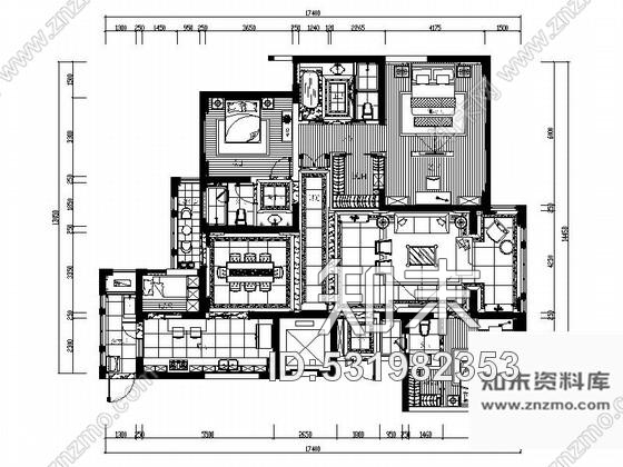 施工图西安北城首席豪宅简欧四居室样板间装修施工图含效果cad施工图下载【ID:531982353】