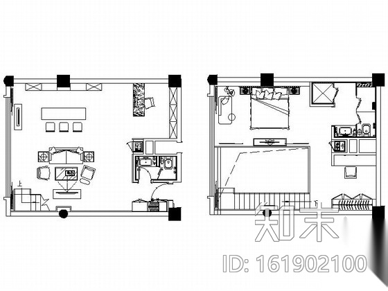 [陕西]豪华五星级商务酒店loft户型套房室内装修施工图（...施工图下载【ID:161902100】