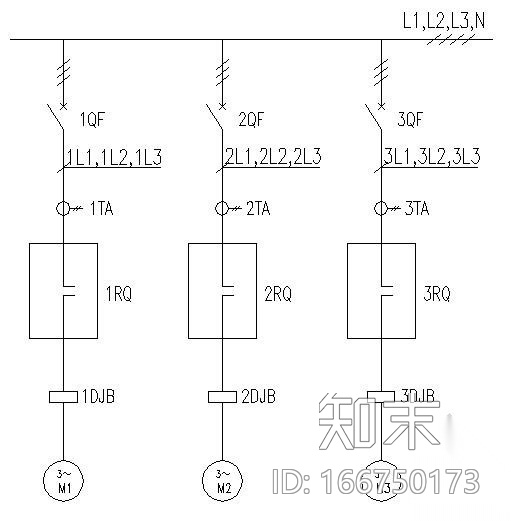 常用软启动器两用一备控制电机原理图cad施工图下载【ID:166750173】