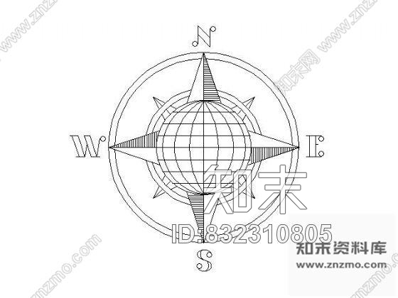 图块/节点多种指北针图块cad施工图下载【ID:832310805】