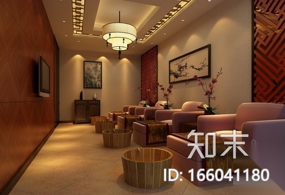 [南京]某现代高档足浴会所室内装修图（含效果）cad施工图下载【ID:166041180】