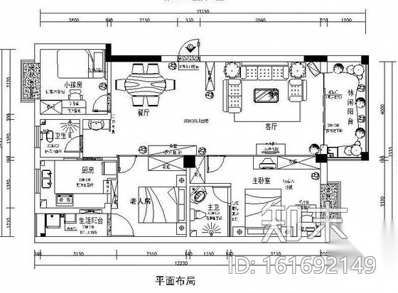 [湖南]浏阳河畔100平米三居装修图施工图下载【ID:161692149】