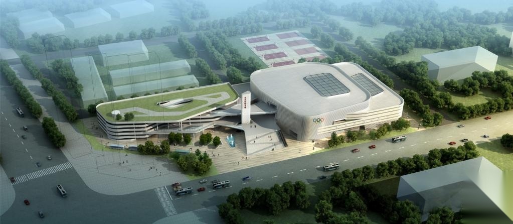 [江西]五层白色体块县级体育馆建筑设计方案文本施工图下载【ID:151671165】