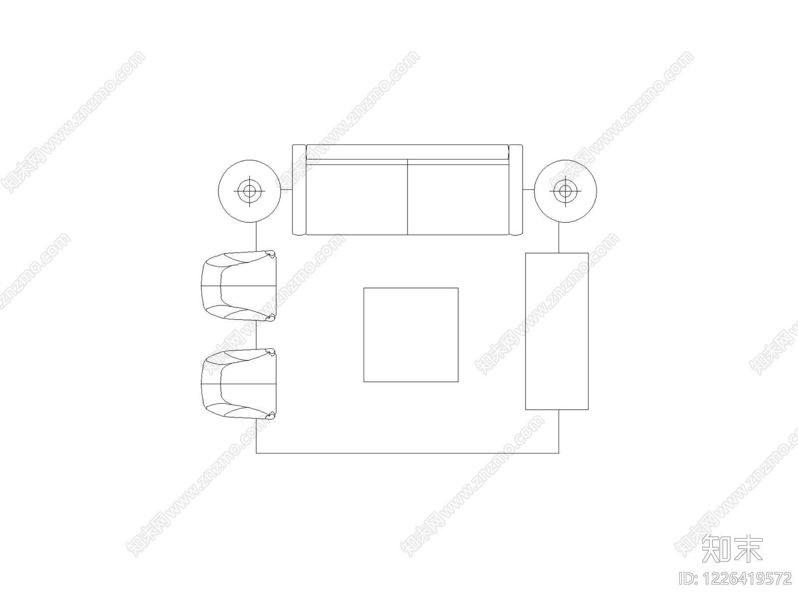 沙发cad施工图下载【ID:1226419572】
