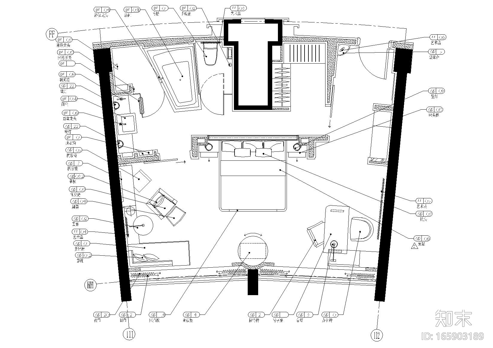 [北京]国际大酒店D型客房装修项目施工图cad施工图下载【ID:165903189】