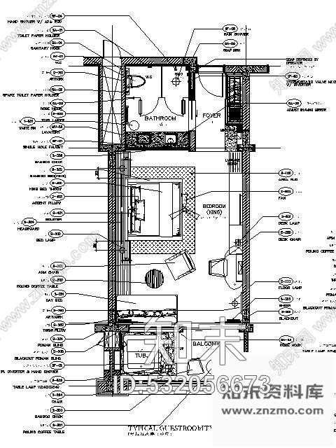 施工图豪华五星酒店单床间装修图cad施工图下载【ID:532056673】