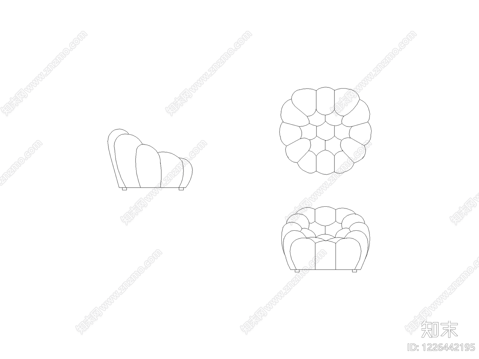 沙发cad施工图下载【ID:1226442195】