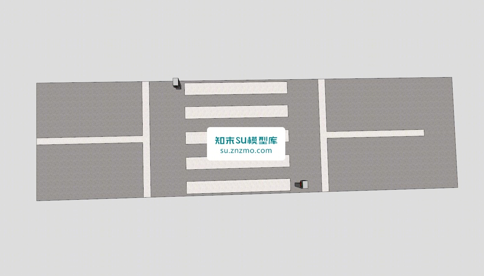公路红绿灯斑马线SU模型下载【ID:148492145】