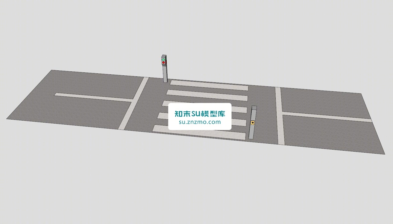 公路红绿灯斑马线SU模型下载【ID:148492145】