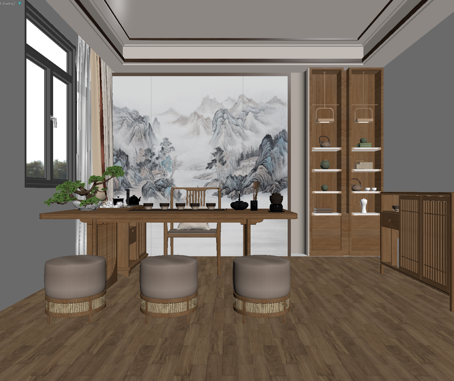 现代茶室3D模型下载【ID:1215107468】