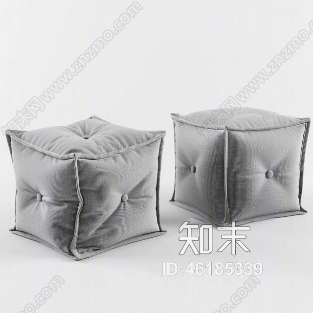 现代布艺沙发凳3D模型下载【ID:46185339】