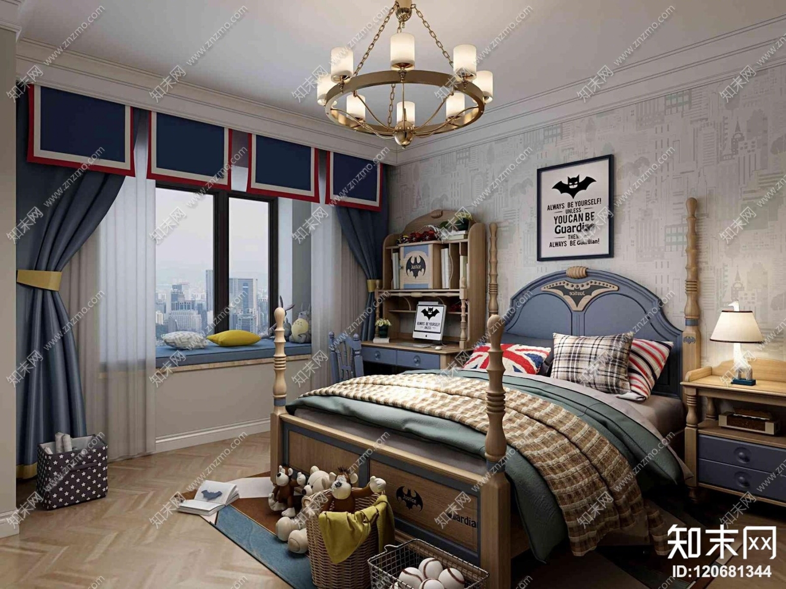 美式男孩儿童房3D模型下载【ID:120681344】