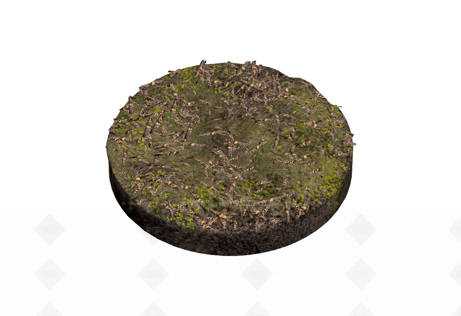 圆形苔藓覆盖基座3D模型下载【ID:1206192948】