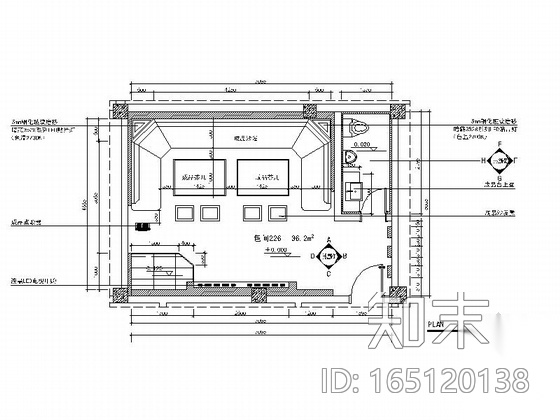 [河南]豪华KTV包间装修设计施工图(含效果)cad施工图下载【ID:165120138】