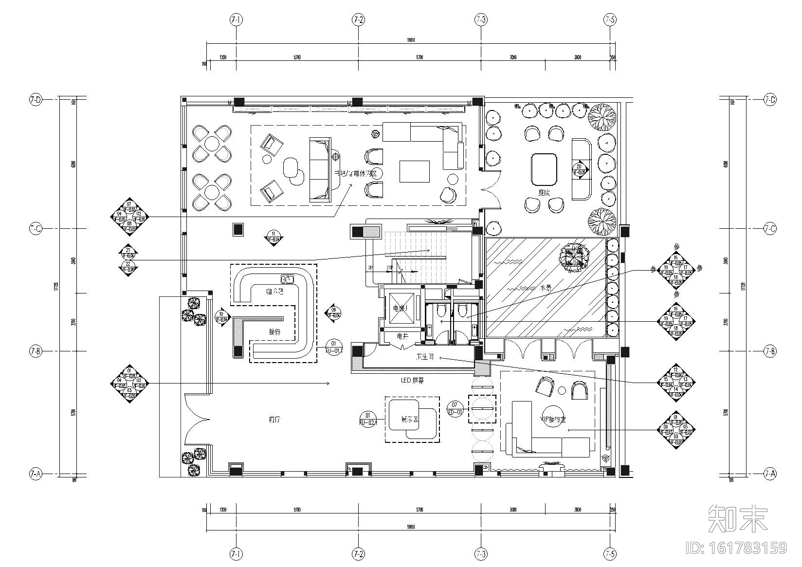 [郑州]G&A_美立方办公会所施工图+官方摄影cad施工图下载【ID:161783159】
