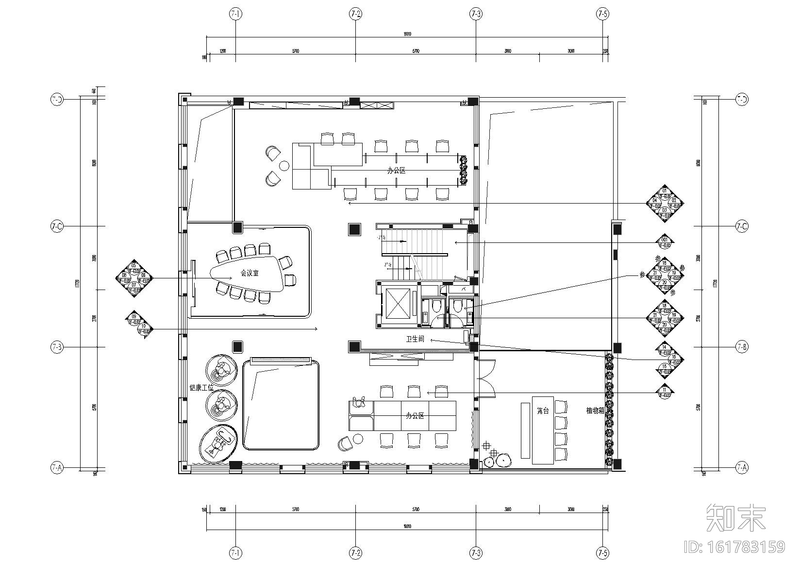 [郑州]G&A_美立方办公会所施工图+官方摄影cad施工图下载【ID:161783159】