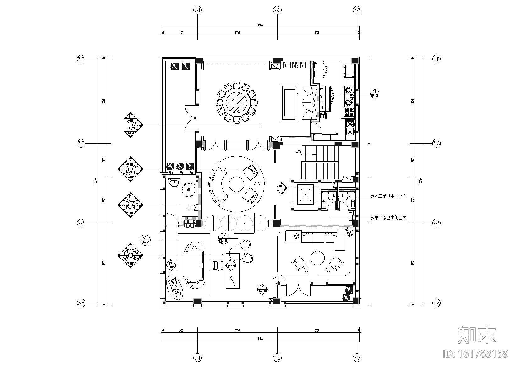 [郑州]G&A_美立方办公会所施工图+官方摄影cad施工图下载【ID:161783159】