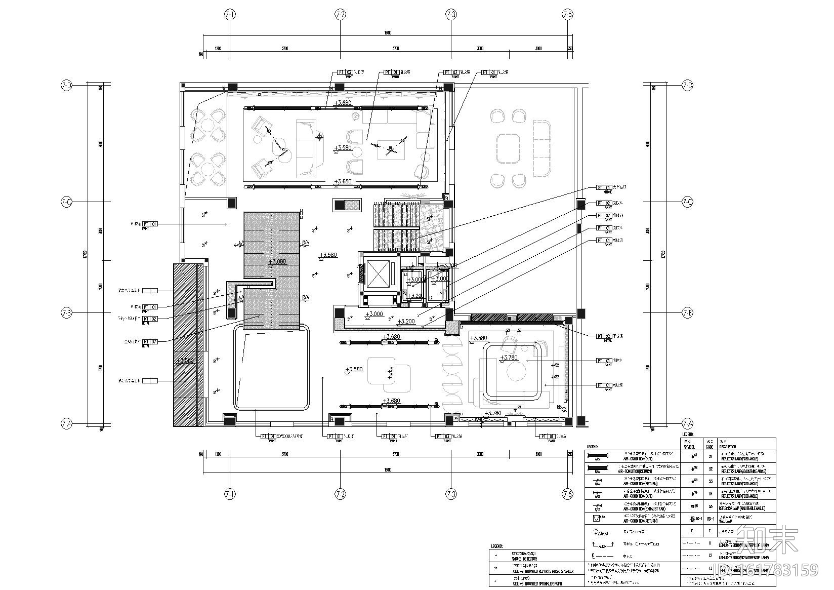 [郑州]G&A_美立方办公会所施工图+官方摄影cad施工图下载【ID:161783159】