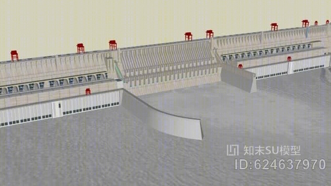 三峡大坝/三峡大坝工程（正在建设中）SU模型下载【ID:624637970】