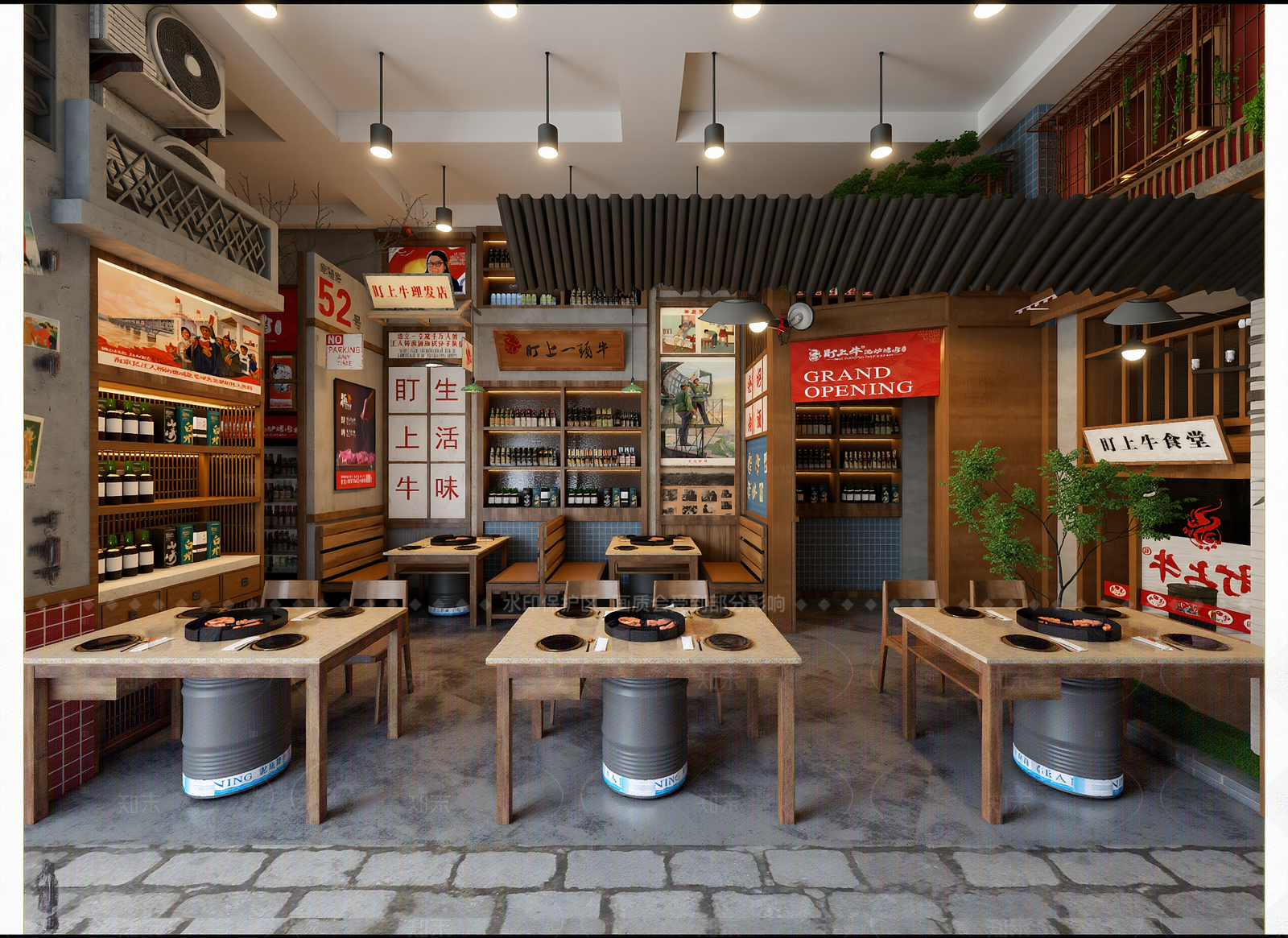 工业风火锅店3D模型下载【ID:1214563836】