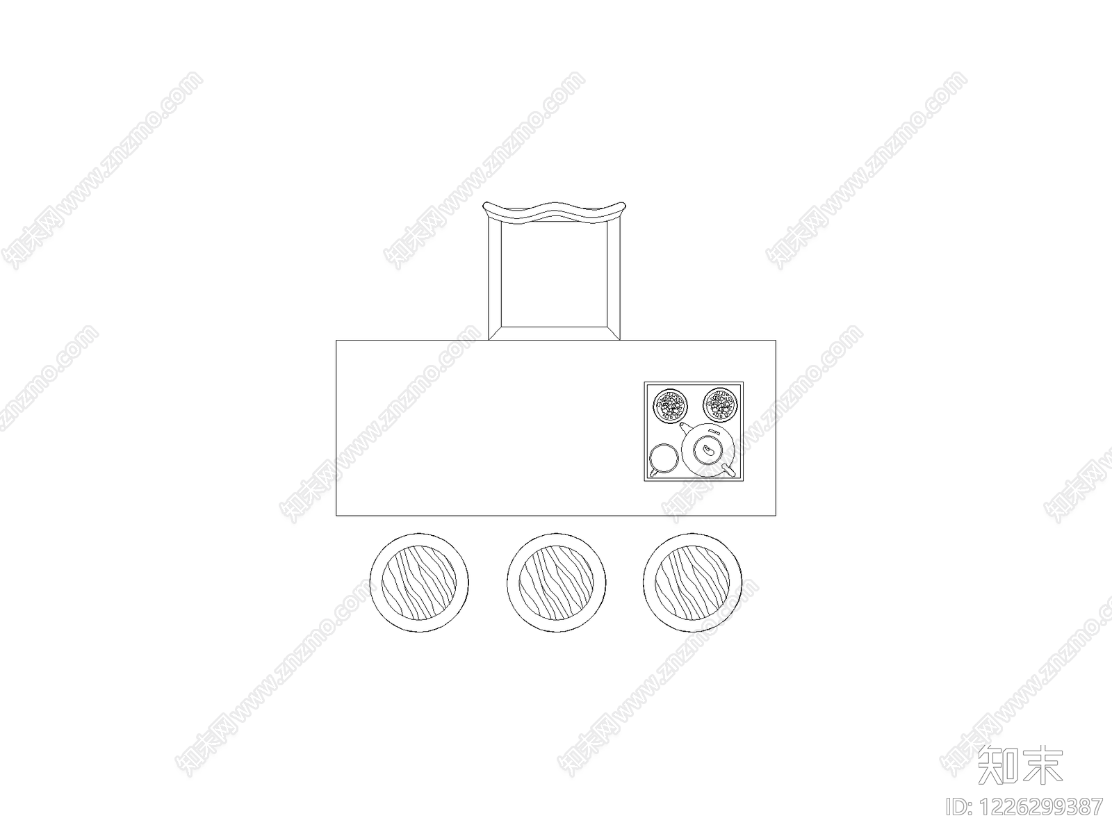 现代桌子CAD图纸