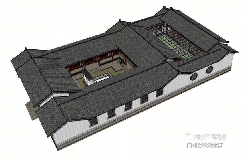 古建四合院SU模型下载【ID:822226637】